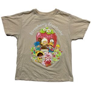 Strawberry Shortcake “Garden Party & Friends” Tan Graphic Tee – Size M Nostalgia